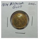 1874 $32 Indian head gold unc