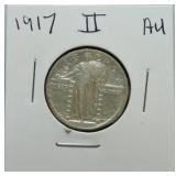 1917 Standing Liberty quarter AU Ty 2