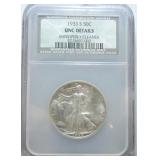 1933-S Walking Liberty half NCS unc details,