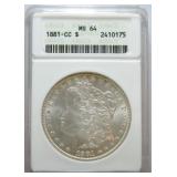1881-CC Morgan dollar ANACS MS64