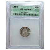 1880 Liberty seated dime ICG AU58