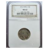1913 Ty 1 Buffalo nickel NGC MS62