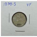 1889-S Liberty seated dime VF