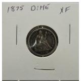1875 Liberty seated dime XF