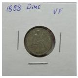 1888 Liberty seated dime VF