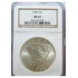 1934 Peace dollar NGC MS63