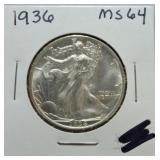 1936 Walking Liberty half MS64