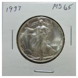 1937 Walking Liberty half MS65