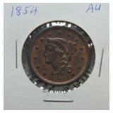 1854  large cent AU
