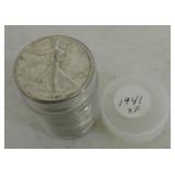 Roll of 1941 Walking Liberty halves XF