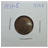 1911-S  Lincoln cent MS63