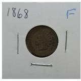1868 Indian cent F