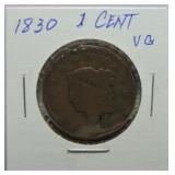1830 large cent VG