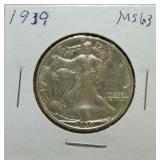 1939 Walking Liberty half MS63