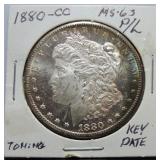 1880-CC Morgan dollar MS63PL