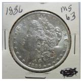 1886 Morgan dollar MS63