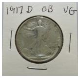 1917-D Obv,  Walking Liberty half VG