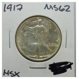 1917 Walking Liberty half MS62