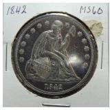 1842 Seated Liberty dollar MS60