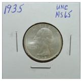 1935 Washington quarter MS65