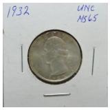 1932 Washington quarter MS65