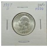 1937-D Washington quarter MS66