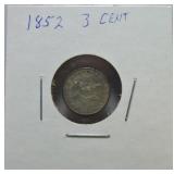 1852 three cent silver