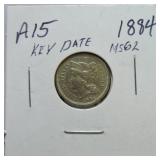 1884 three cent nickel MS62