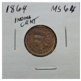 1864 Indian cent MS64