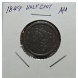 1849 half cent AU
