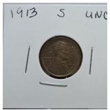 1913-S Lincoln cent unc