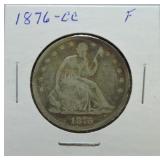 1876-CC Liberty seated half F