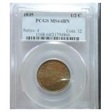 1835 half cent PCGS MS64BN