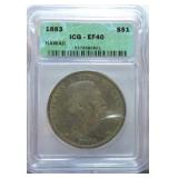 1883 Hawaii silver dollar ICG EF40