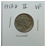 1913-D Ty 2 Buffalo nickel VF