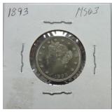1893 Liberty nickel MS63