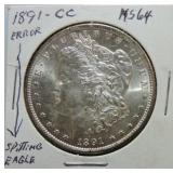 1891-CC Morgan dollar MS64