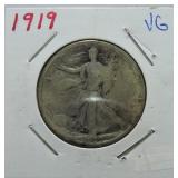 1919 Walking Liberty half VG