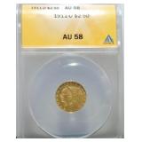 RARE 1911-D $2 1/2 Indian gold, ANACS AU58