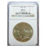 1924 Peace dollar NGC MS63