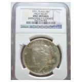 1921 Peace dollar NGC unc details, cleaned
