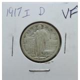 1917-D Standing Liberty quarter VF, Ty 1