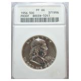 1956  Franklin half ANACS PF66