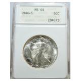 1944-S Walking Liberty half ANACS MS64