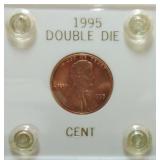 1995 Lincoln cent, double die