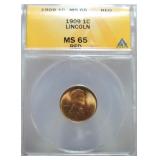 1909-S Lincoln cent ANACS MS65Red