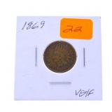 1869 Indian cent  Fine