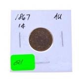 1867 Indian cent AU