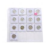 Page of 13 Washington quarters: 1935, 1942,