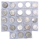 Bag of 23 silver Peace dollars